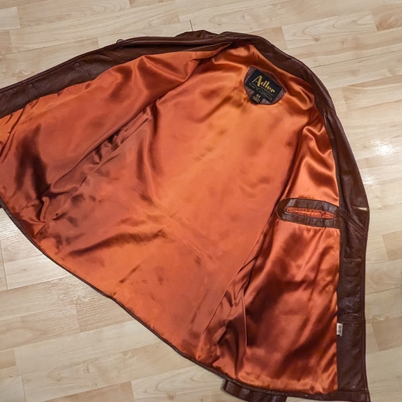 Vintage Brown Leather Jacket By Adler Size 44  Buttons Intact and Original - Picture 3 of 11